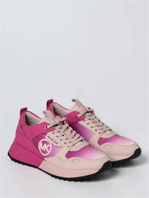 michael kors leather sneakers hot pink white|Michael Kors pink bodie sneaker.